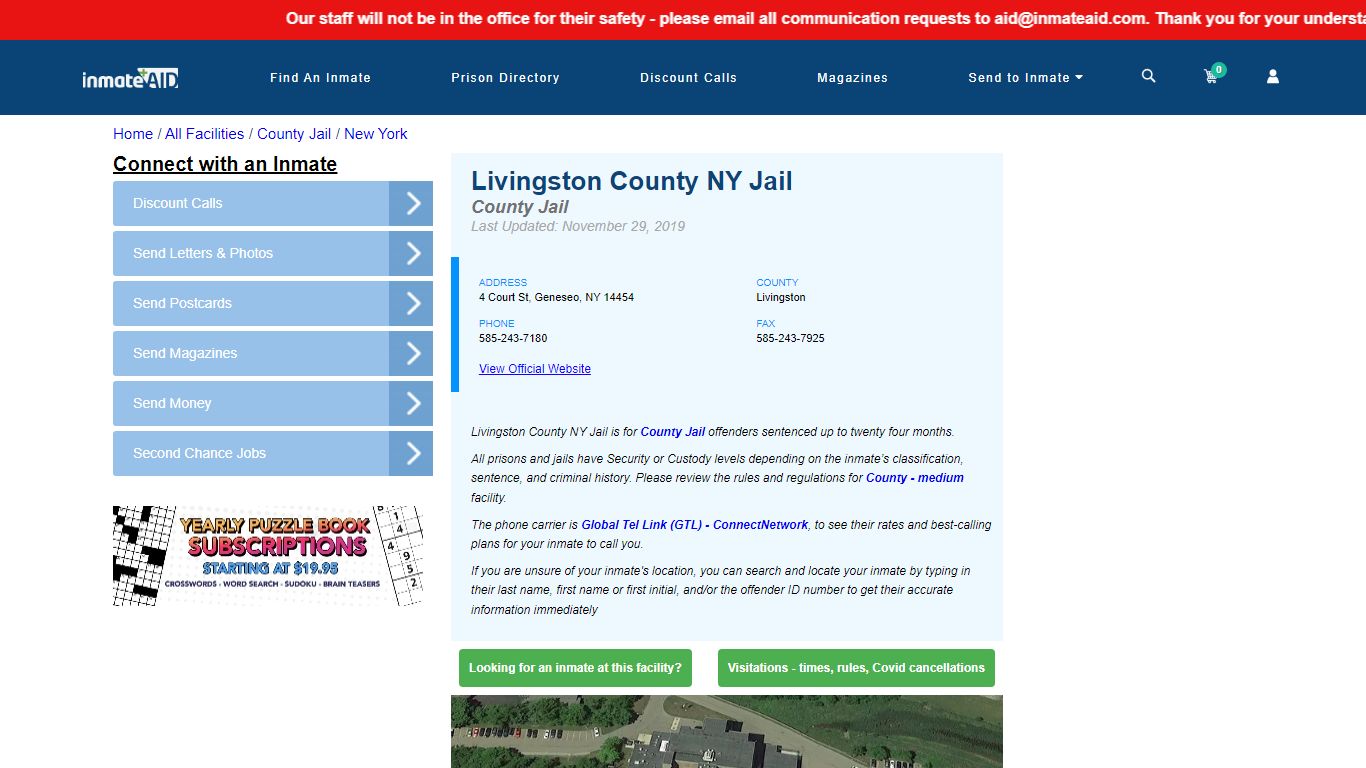 Livingston County NY Jail - Inmate Locator - Geneseo, NY