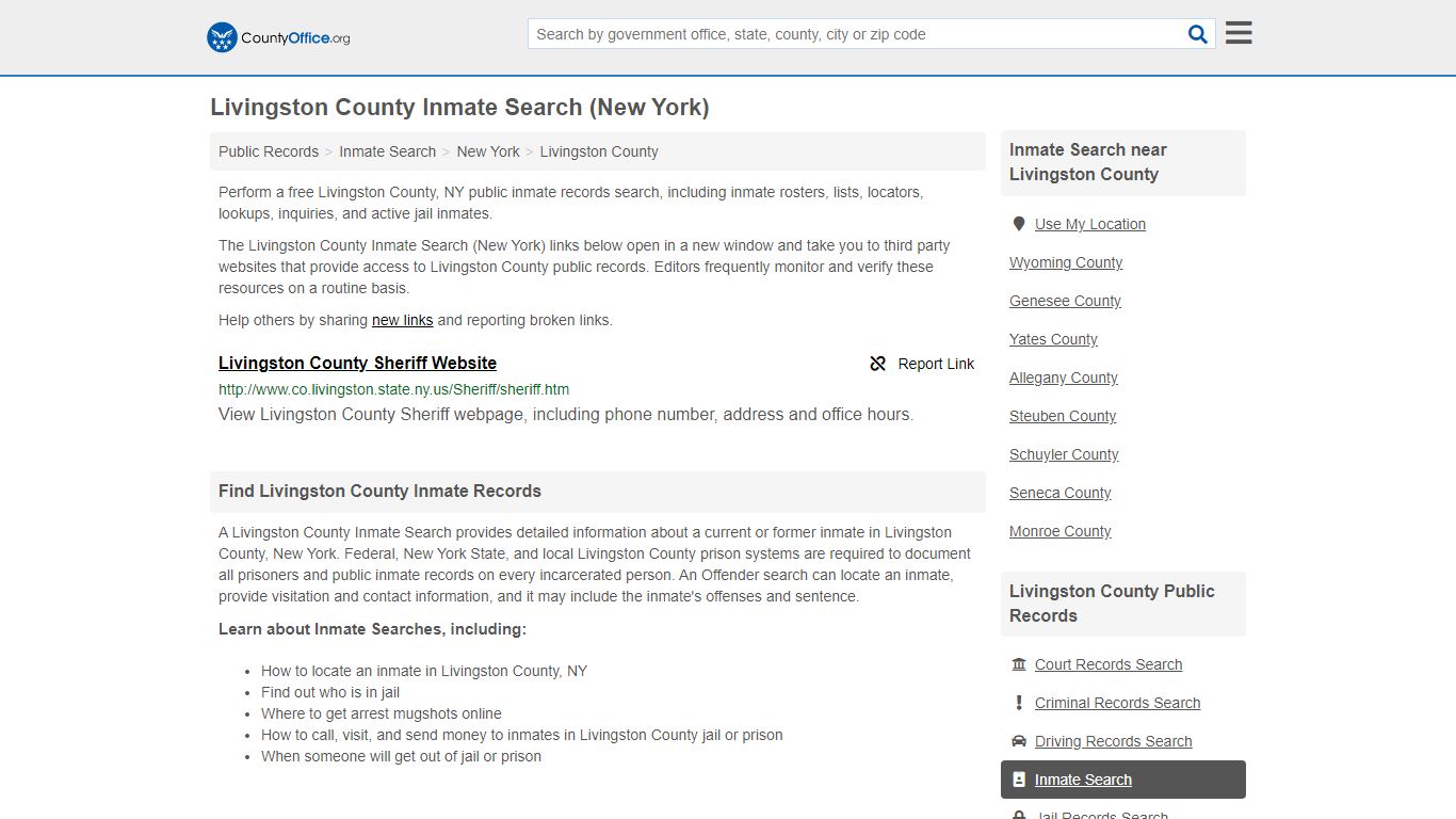 Inmate Search - Livingston County, NY (Inmate Rosters ...